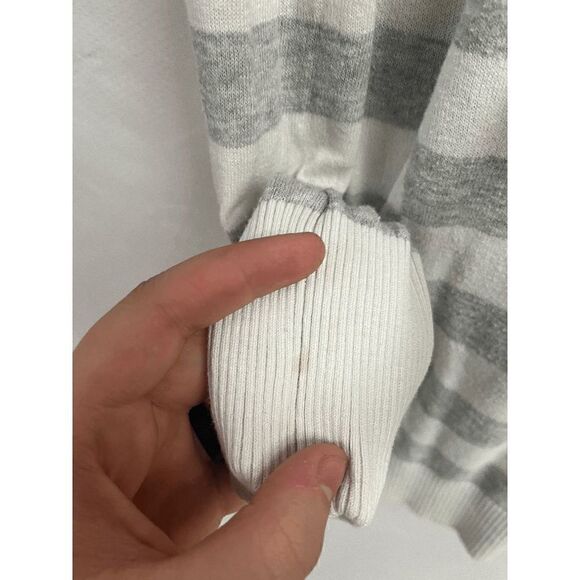 Express Womens 3/4 Sleeve Open Front Cardigan Sweater Size Medium Striped Gray - Picture 3 of 6